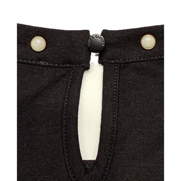 Vince Camuto black knit short sleeve top with sequin accents, Embellished Neck - Picture 5 of 9